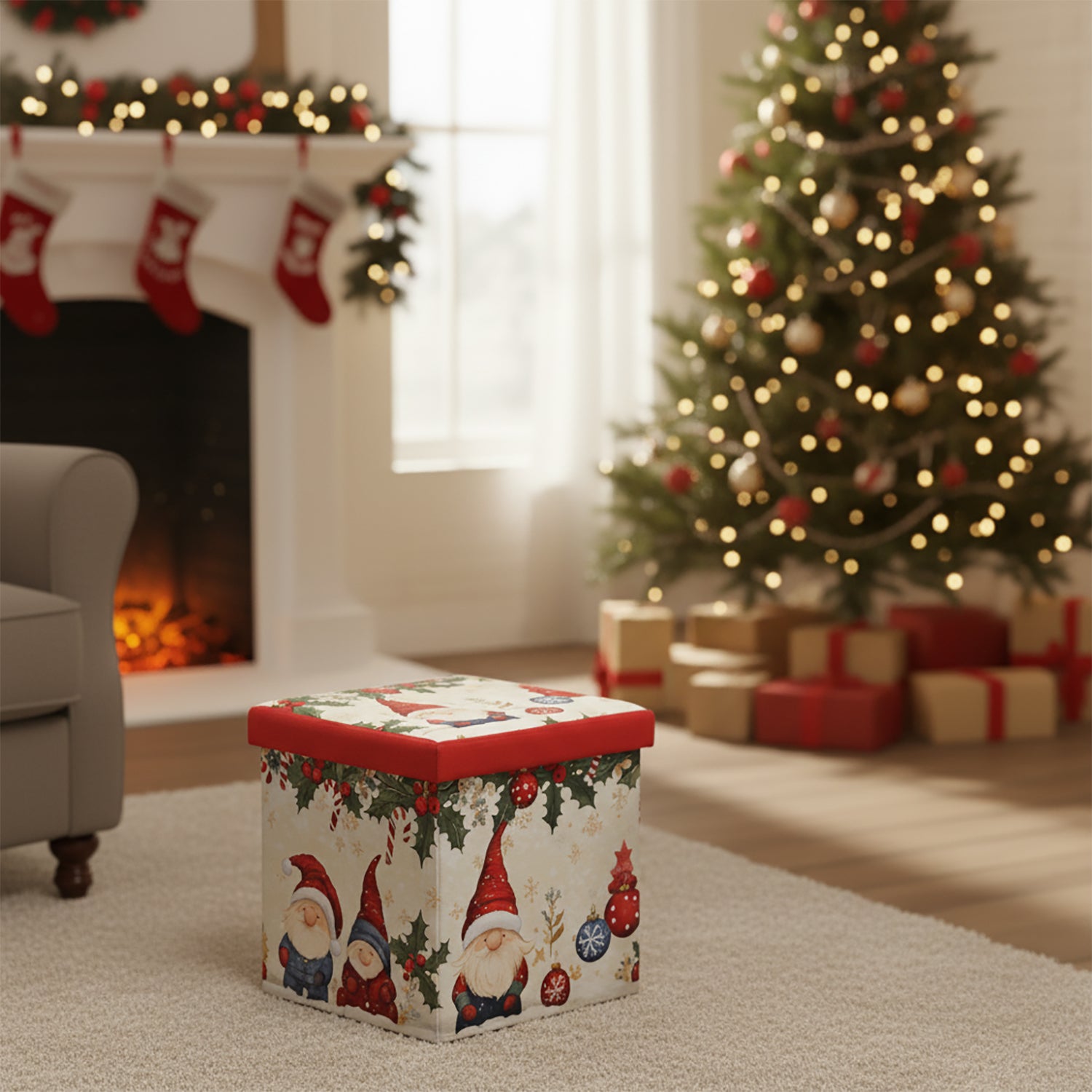 VESTIAMO CASA GRAN NATALE - Pouf Contenitore Natalizio 38x38 cm